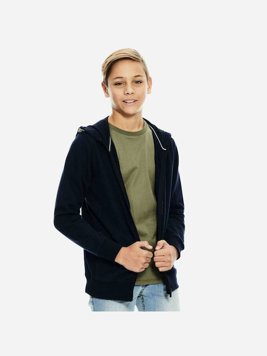 Garcia Jeans Cardigan pentru copii din material frotirat cu glugă Blue