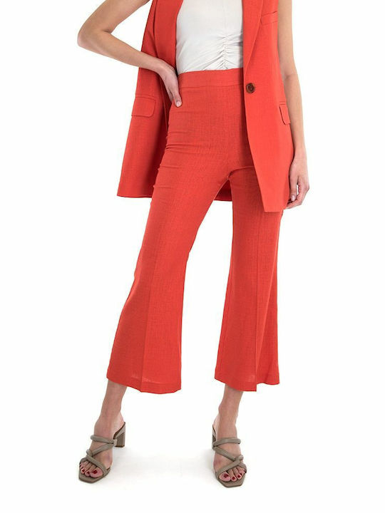 Dolce Domenica Women's Fabric Capri Trousers Red