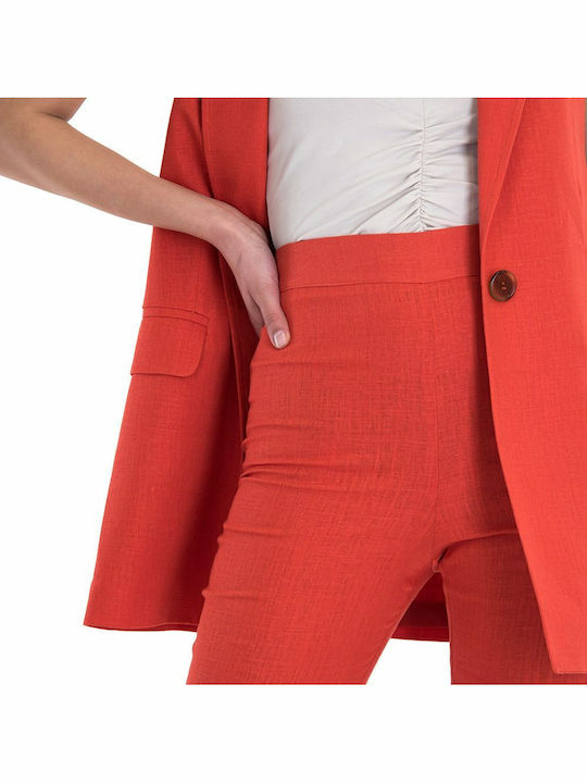 Women's Fabric Capri Trousers Red