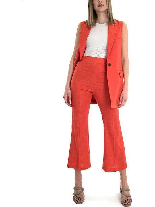 Women's Fabric Capri Trousers Red