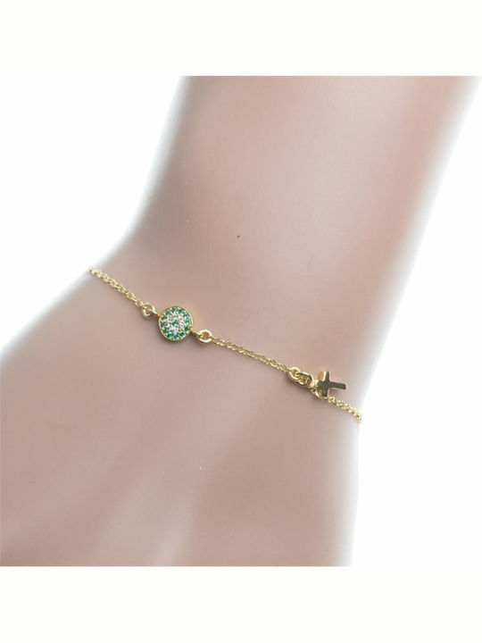 Paraxenies Bracelet Chain with Cross design made of Silver Gold Plated with Zircon