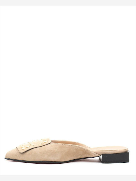 Wall Street Flat Mules Beige