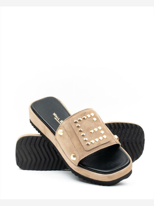 Flache Sandalen für Damen Flatforms in Beige Farbe