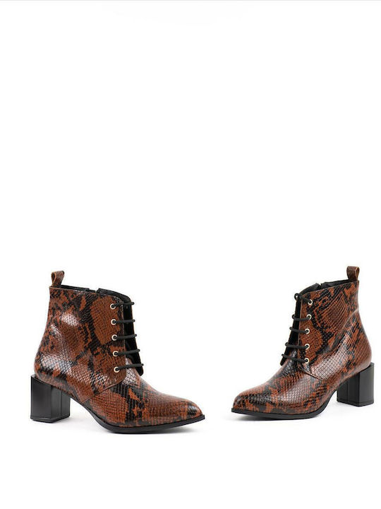 Leather Women's Ankle Boots Tabac Brown