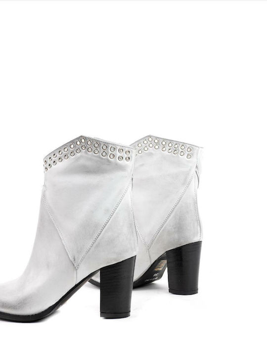 Δερμάτινα Γυναικεία Μποτάκια Αστραγάλου Λευκά