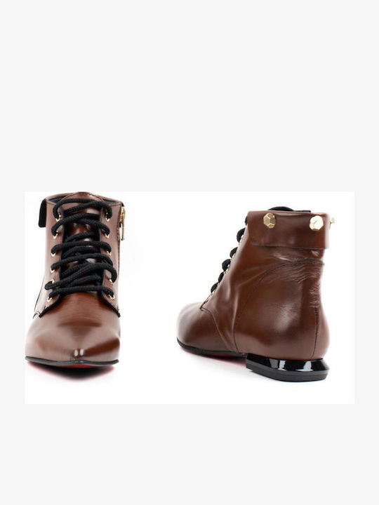 Leather Women's Ankle Boots Tabac Brown