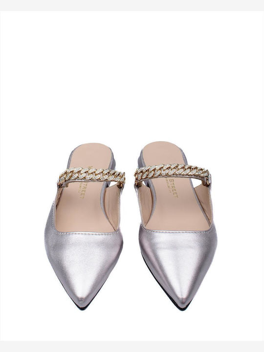 Flat Δερμάτινα Mules σε Χρυσό Χρώμα