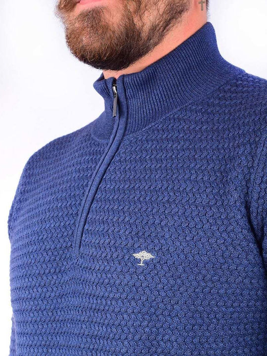 Fynch Hatton Men's Long Sleeve Sweater with Zipper Blue