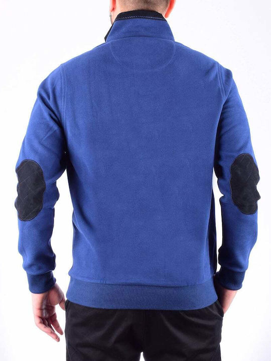 Monte Napoleone Men's Long Sleeve Blouse with Zipper Blue