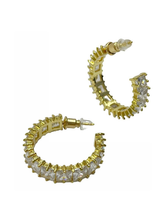 Tatu Moyo Earrings Hoops Gold Plated with Stones