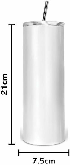 Koupakoupa Glass Thermos Stainless Steel BPA Free 600ml White with Straw