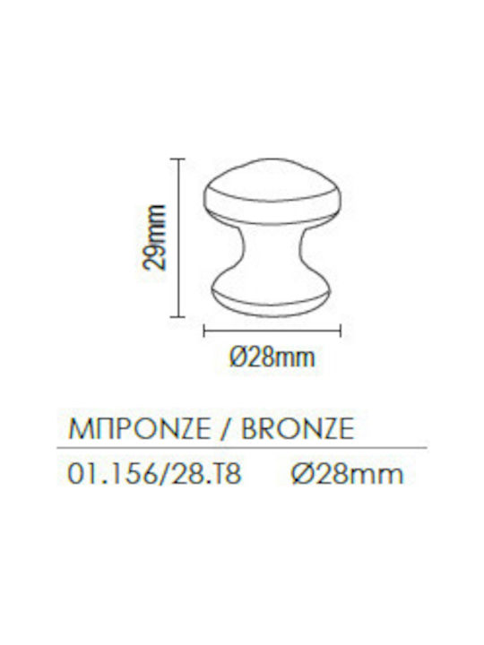 Viometale Antique Knob Furniture made of Metallic in Bronze Color D28mm 01.156 1pcs