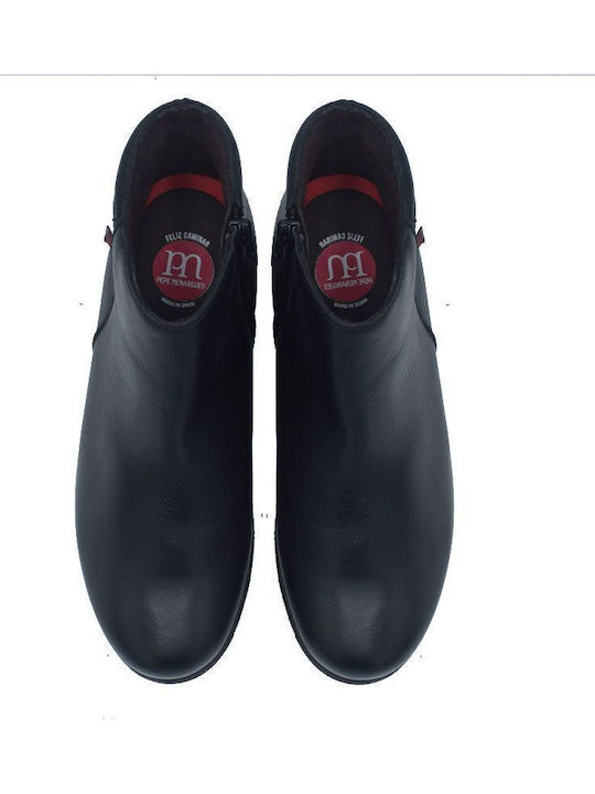 Leder Stiefeletten Damen Schwarz