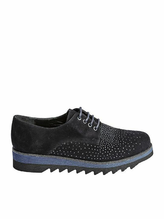 Δερμάτινα Γυναικεία Oxfords σε Μπλε Χρώμα
