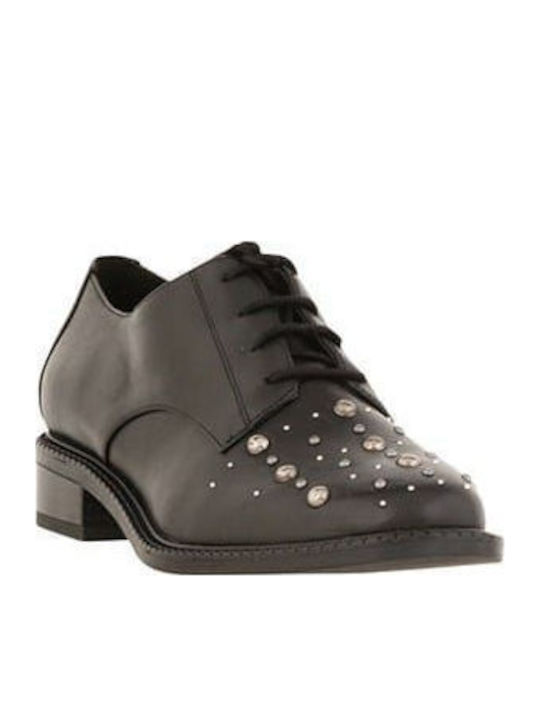 Leder Damen Oxfords in Schwarz Farbe