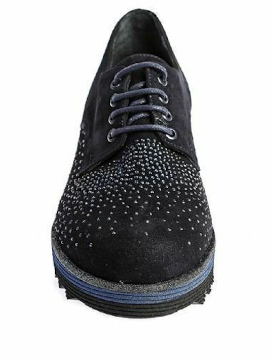 Δερμάτινα Γυναικεία Oxfords σε Μπλε Χρώμα