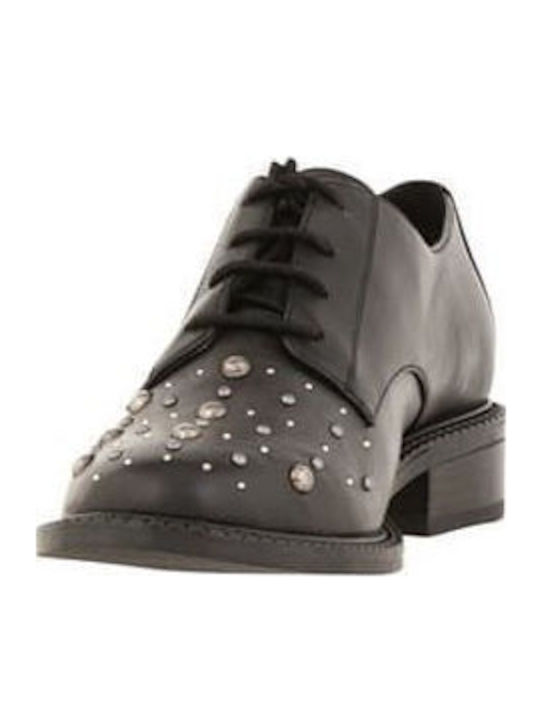 Leder Damen Oxfords in Schwarz Farbe