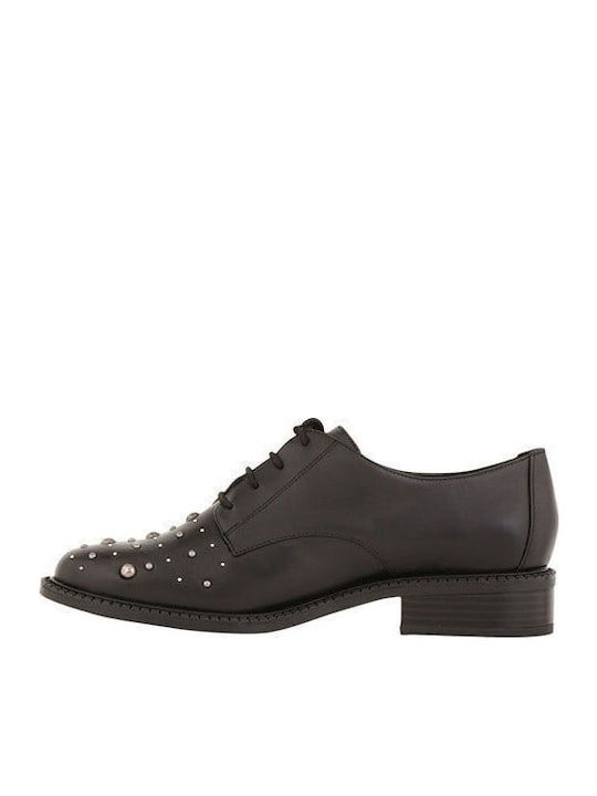 Leder Damen Oxfords in Schwarz Farbe