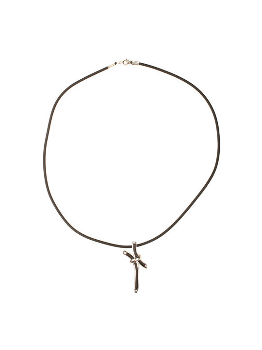 Theodora's Jewellery Black Men's Cross from Silver with Cord