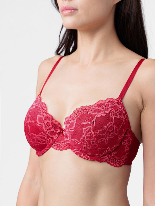 Balconette Red Сутиен с лека подложка & с Банели