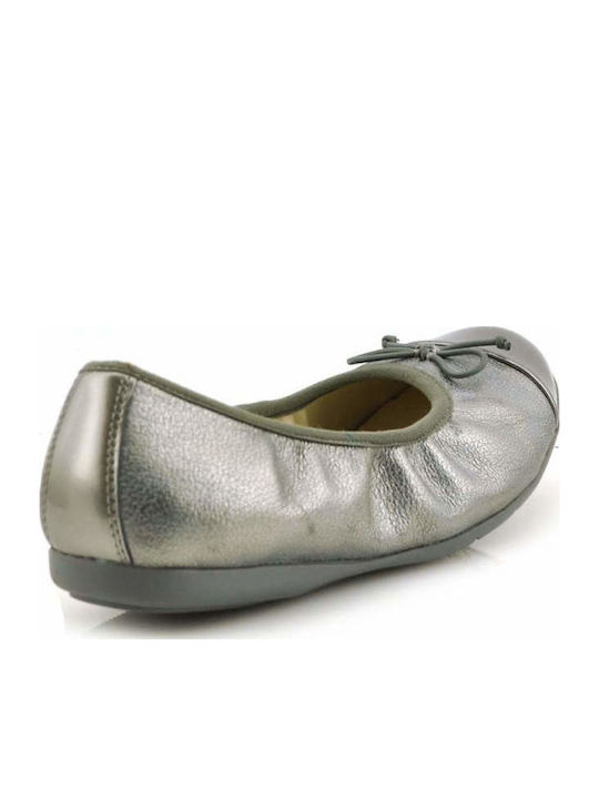 Παιδικές Μπαλαρίνες Einfach Leder Silber Dance Puff