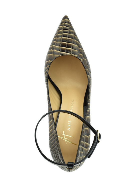 Pumps mit Stiletto-Absatz & Riemchen Braun