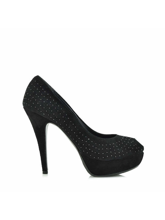 Albano Suede Black High Heels