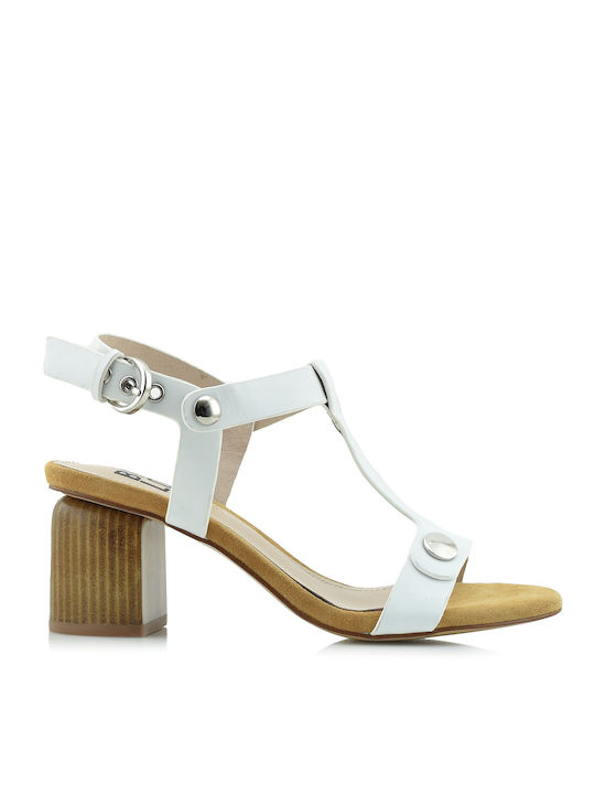 Bibi Lou Leather Women's Sandals White with Medium Heel