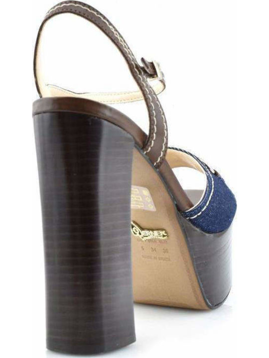 Stoff Sandalen Blau