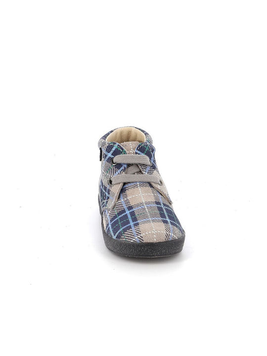 Lederne Kinderstiefeletten mit Schnürsenkeln Blau