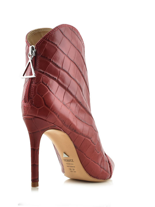 Leather Women's Ankle Boots Red