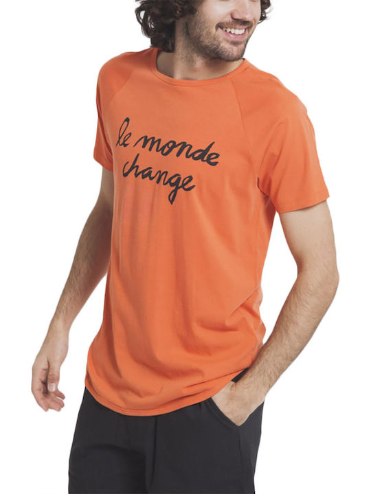 Thinking Mu T-shirt Bărbătesc cu Mânecă Scurtă Portocaliu