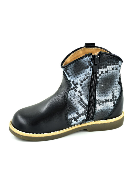 Lederne Kinderstiefeletten Schwarz