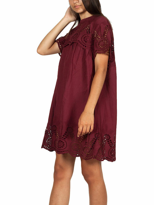 Minimum Mini Shirt Dress Dress Burgundy