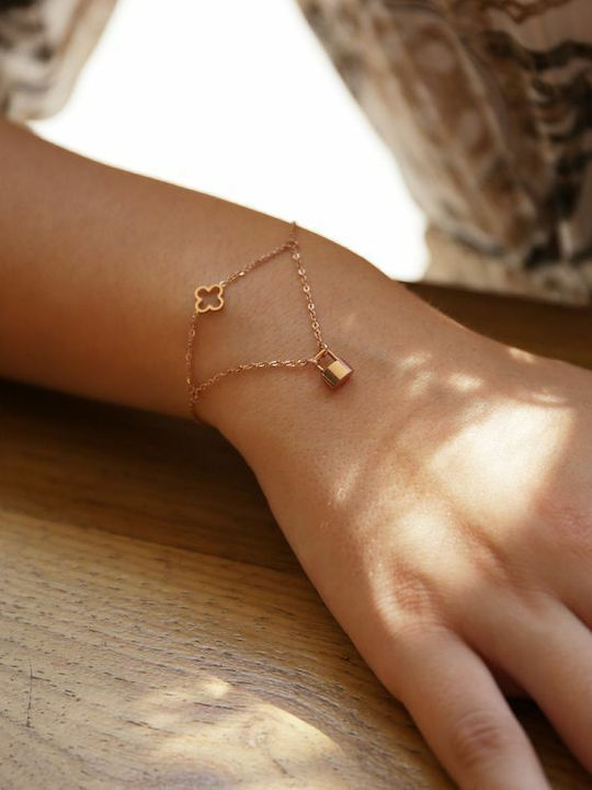 Amor Amor Damen Armband mit Design Kreuz aus Stahl Vergoldet