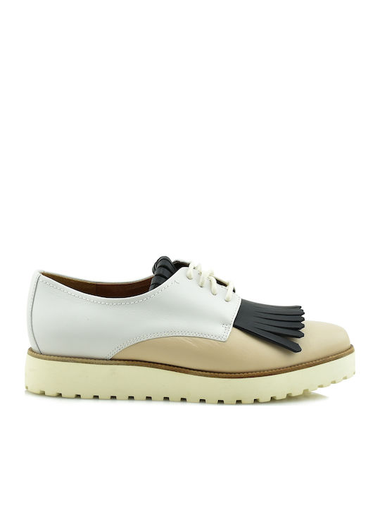 Δερμάτινα Γυναικεία Oxfords σε Λευκό Χρώμα