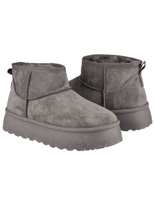 Wildleder Damen Knöchelstiefel mit Pelz Gray