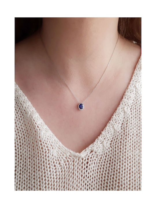 Necklace from White Gold 14K with Zircon