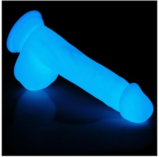 Lovetoy Lumino Play Ρεαλιστικό Dildo με Όρχεις και Βεντούζα Μπλε 20cm