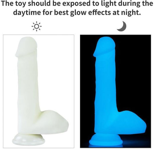 Lovetoy Lumino Play Ρεαλιστικό Dildo με Όρχεις και Βεντούζα Μπλε 20cm
