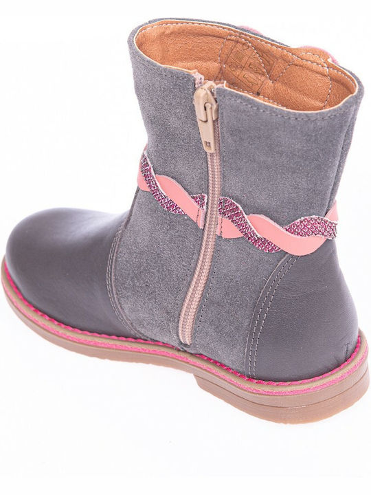 Aby Kids Leather Boots Gray