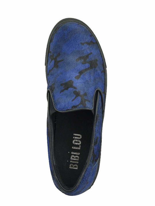 Γυναικεία Slip-On Δερμάτινα Μπλε