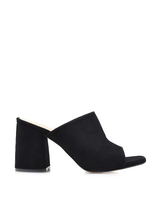 Red Dot Chunky Heel Mules Black