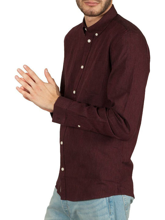 Minimum Men's Shirt Long Sleeve Cotton Burgundy