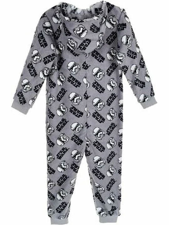 Star Wars Παιδική Πιτζάμα Ολόσωμη Χειμωνιάτικη Fleece Γκρι