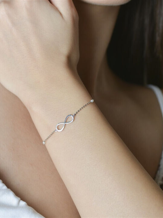 Bracelet with design Infinity made of White Gold 14K with Pearls