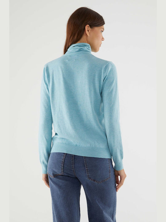 Compania Fantastica Long-sleeved Women's Pullover Woolen Light Blue