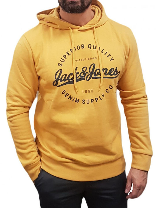 Jack & Jones Men's Sweatshirt with Hood Honey Gold - yellow.