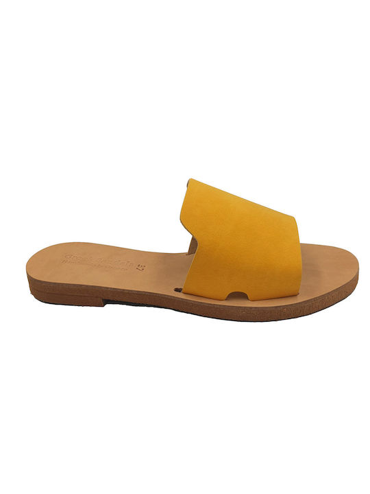 ByLeather Leather Women's Flat Sandals in Yellow Color