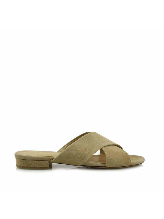 Aris Tsoubos Damen Flache Sandalen in Beige Farbe